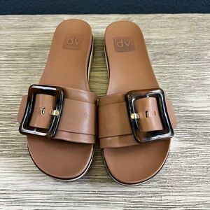 DV by Dolce Vita Cayden Women's Brown Slide Sandals with Buckle